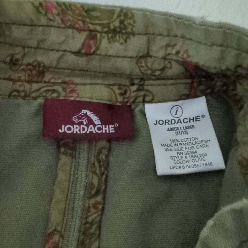 Vintage Jordache Distressed Army Green Button up Utility Moto Jacket Large - Picture 7 of 7